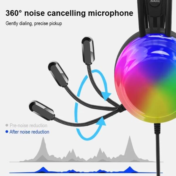 Lenovo G30B RGB USB 7.1 Virtual Surrounded Gaming Headphone – Dual 50mm Drivers – Noise Reduction mic – In Line Control For PC (ThinkPlus) | Black - Image 2