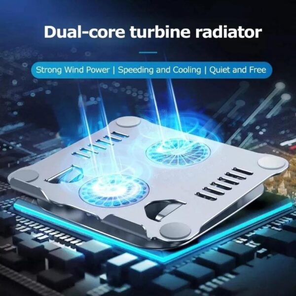 Laptop Foldable Stand Dual Fan Aluminum Alloy - Image 3