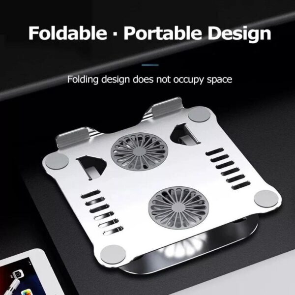 Laptop Foldable Stand Dual Fan Aluminum Alloy - Image 2